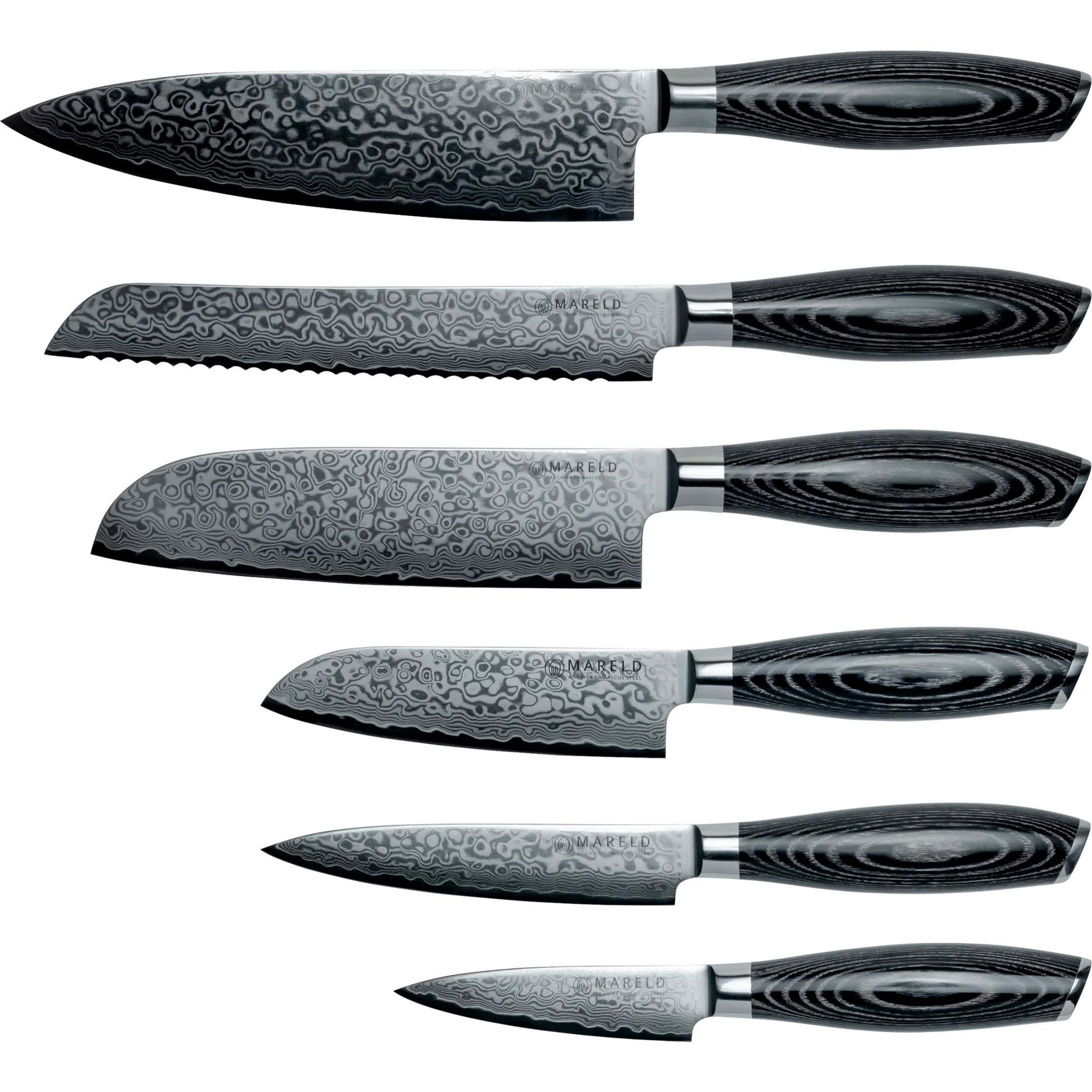 Akio Knivset, 6 knivar, svart