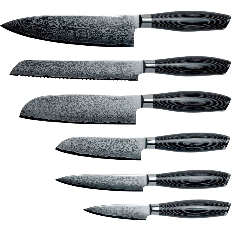 Akio Knivsett, 6 kniver, svart