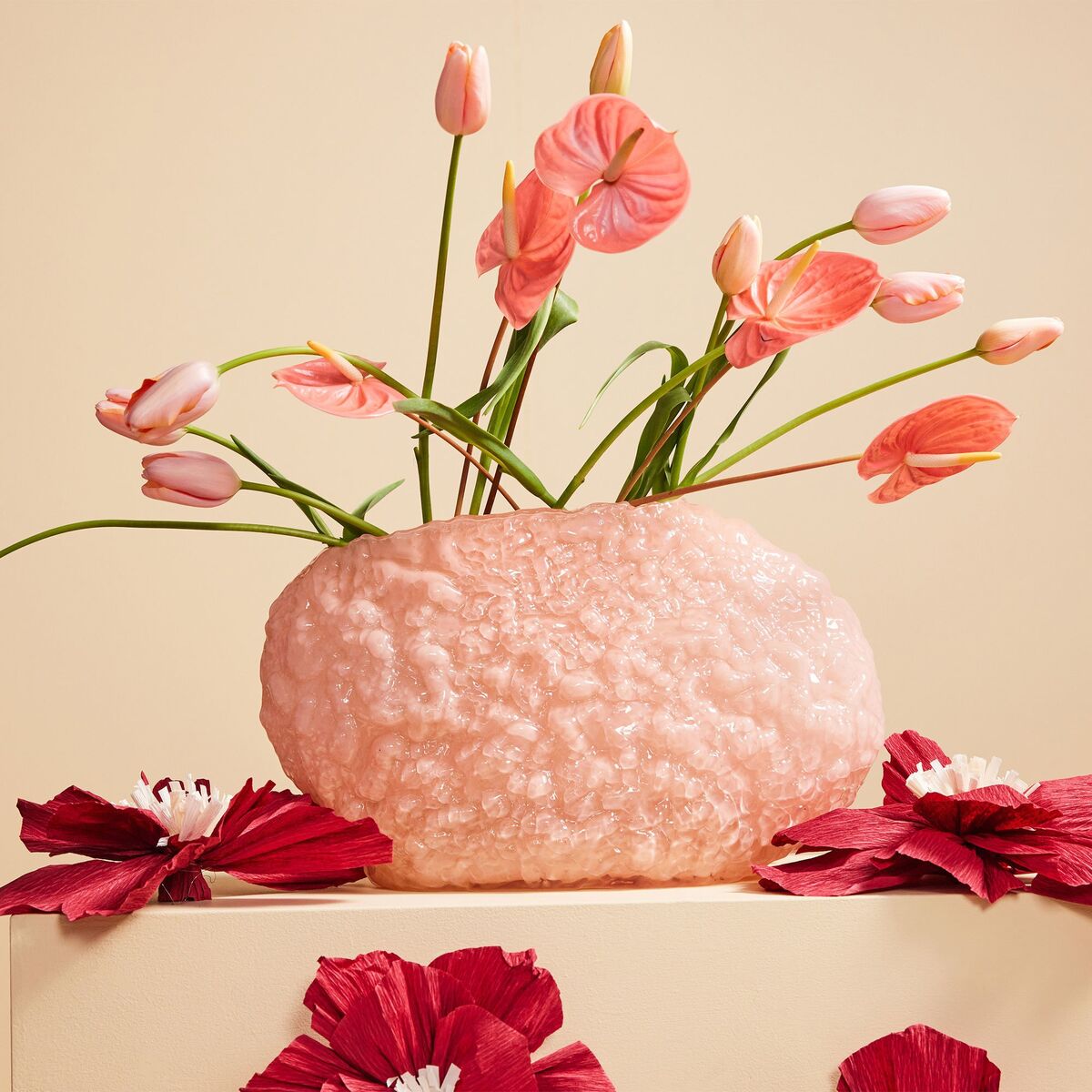 Corallo vase 45 cm, rosa