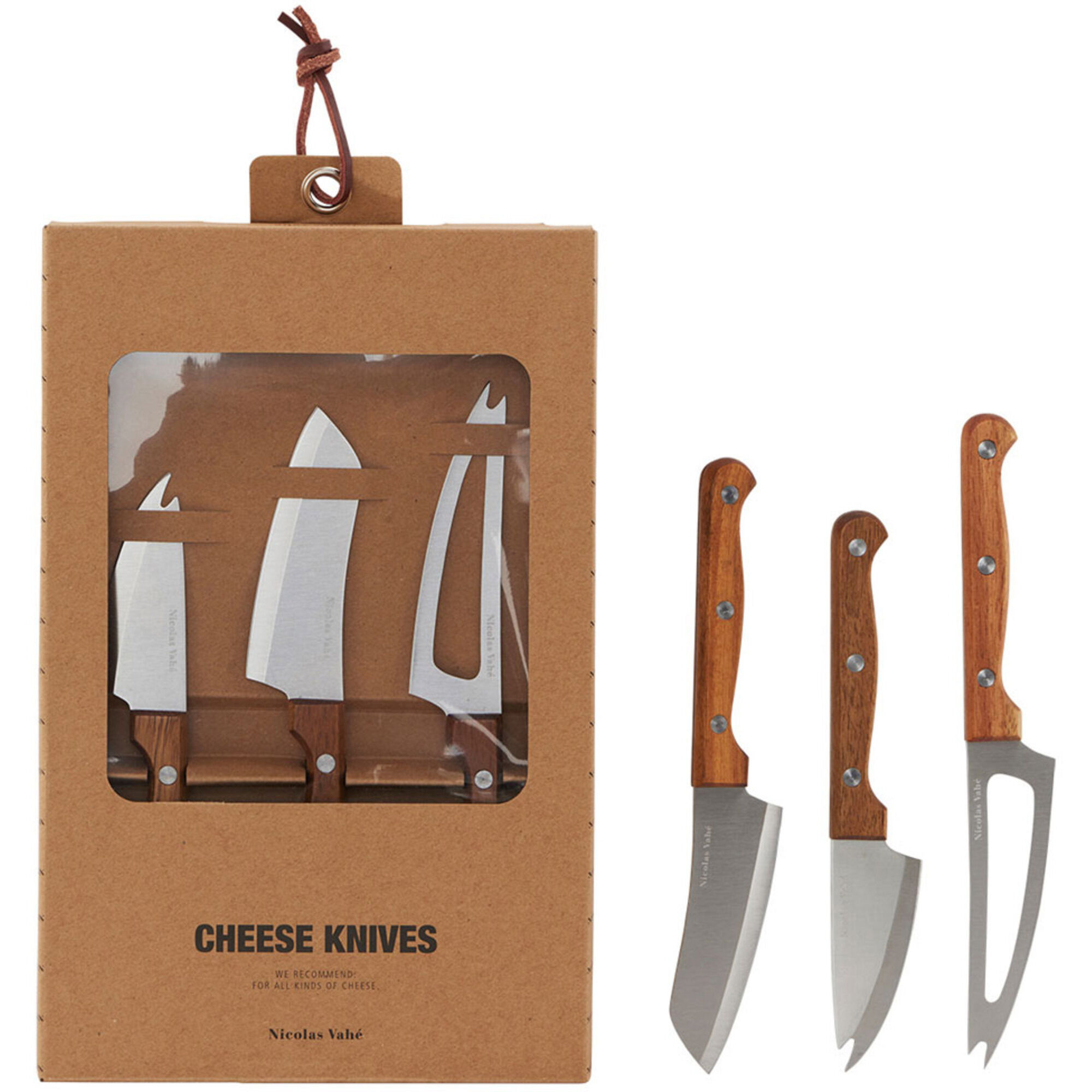 Ostekniver Sett 3 stk Acacia/Rustfritt