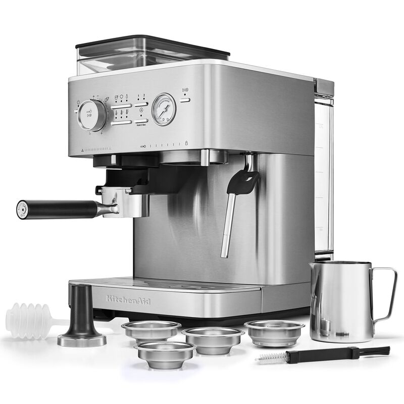 Espressomaskin med kaffekvarn, stainless steel