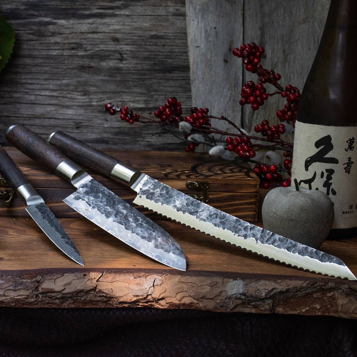 Kuro knivset 3 delar (brödsåg, petty, santoku)