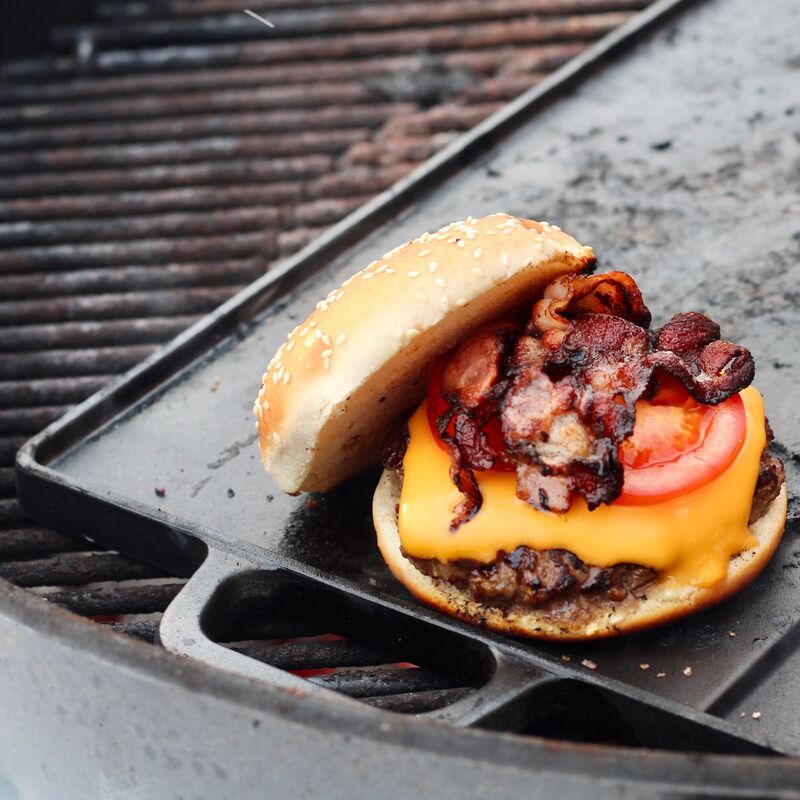 Vendbart Støbejerns Stegeplade 42,5 x 23,5 cm