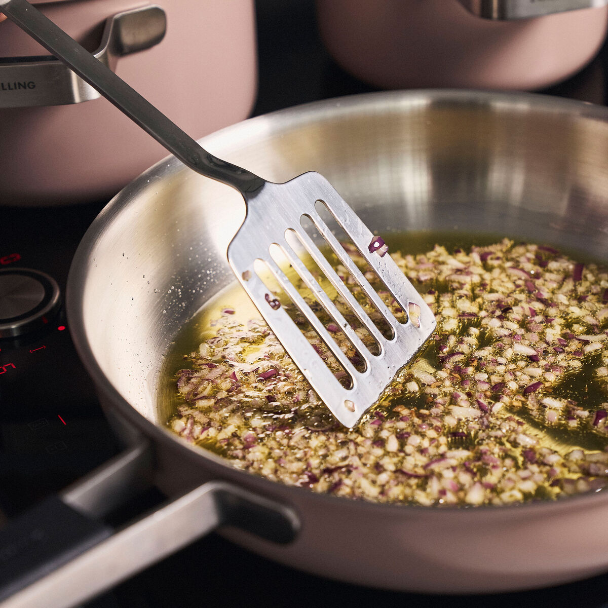 Pure kattilasarja 3 osaa + 2 kantta, ruostumatonta terästä, vaaleanpunainen