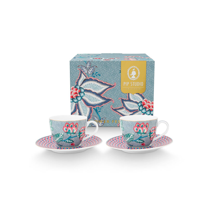 PIP Studio Flower Festival espressokopp 2-pakning, blå