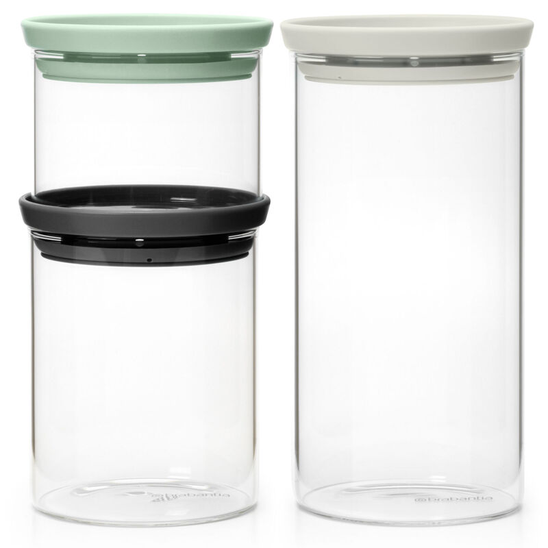 Stapelbara glasbehållare 3 delar, transparent