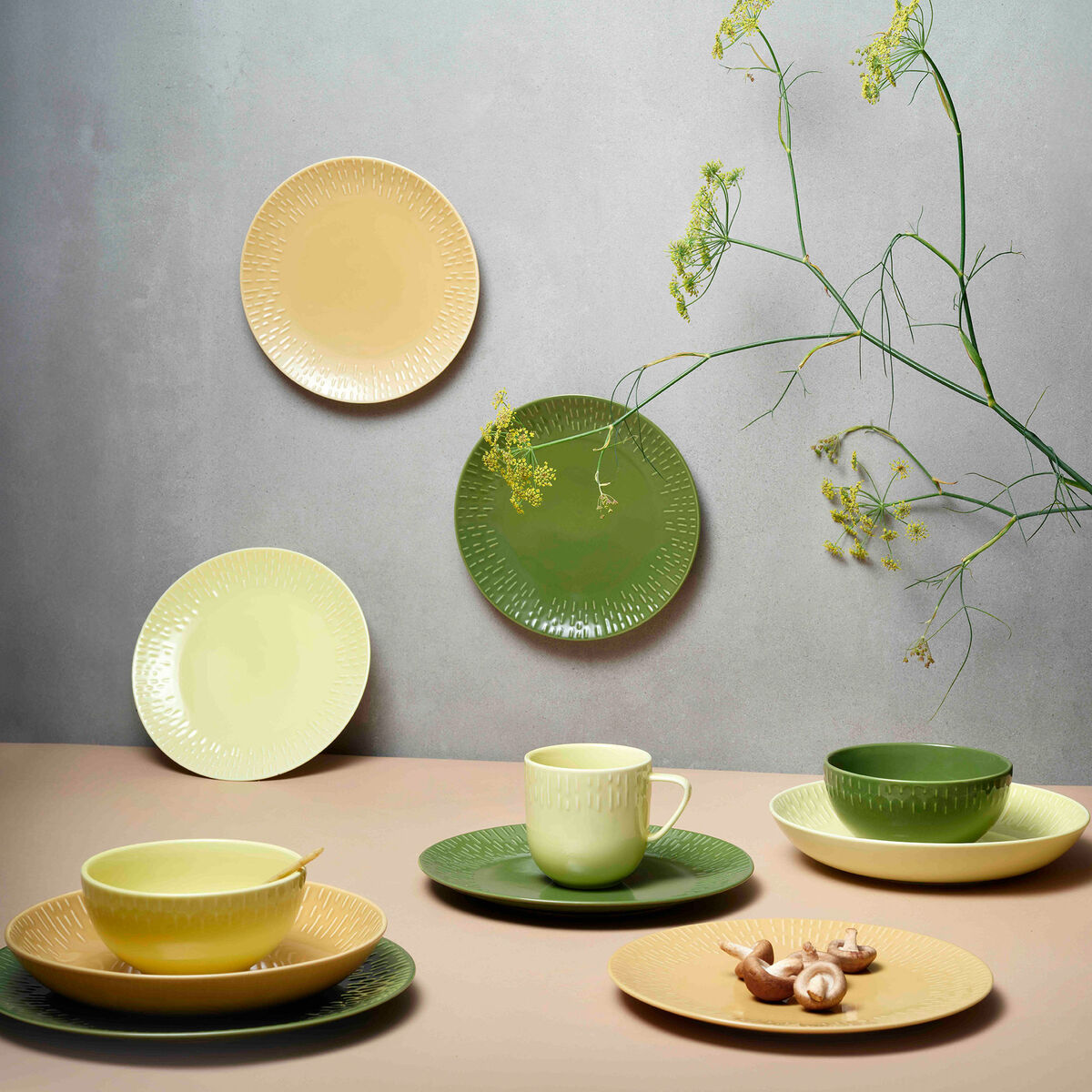 Confetti desserttallerken 21 cm, mustard