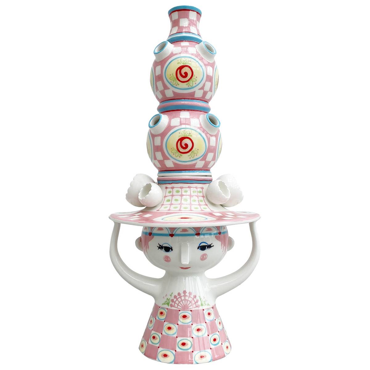 Lady with hat vase 50 cm, rosa