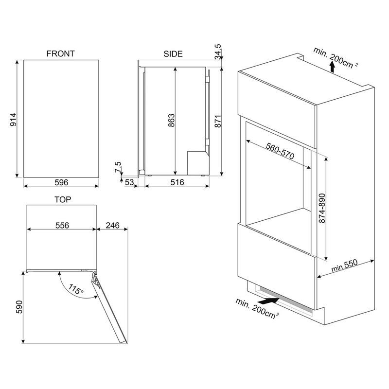 CVI414NX integroitava viinikaappi, musta