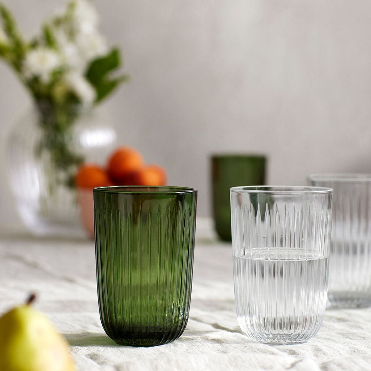 Hammershøi vandglas, 37 cl, Ø 8 cm, 4 stk, grøn