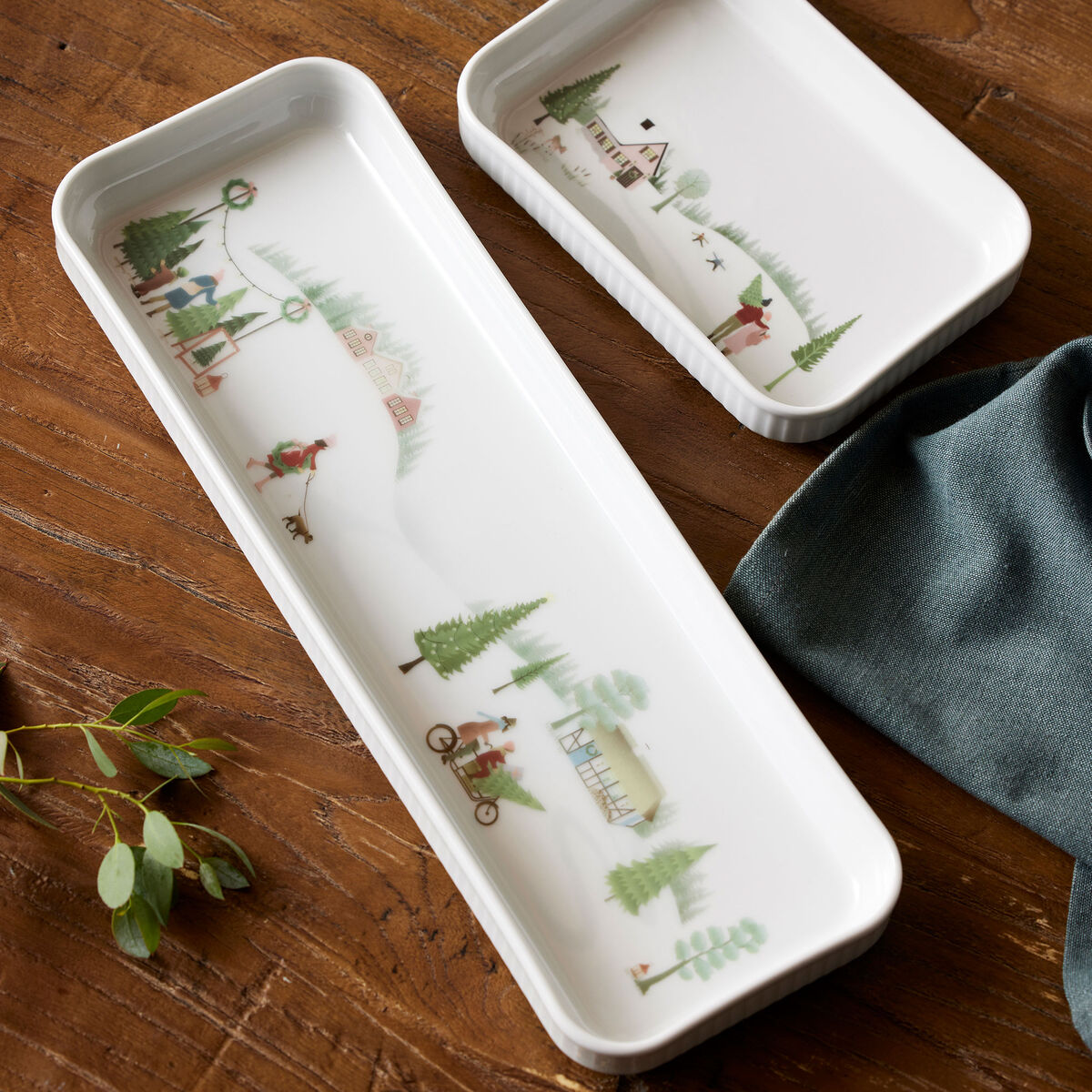 Pillivuyt Vinter Plissé Fad Rektangulær 36 x 12 cm