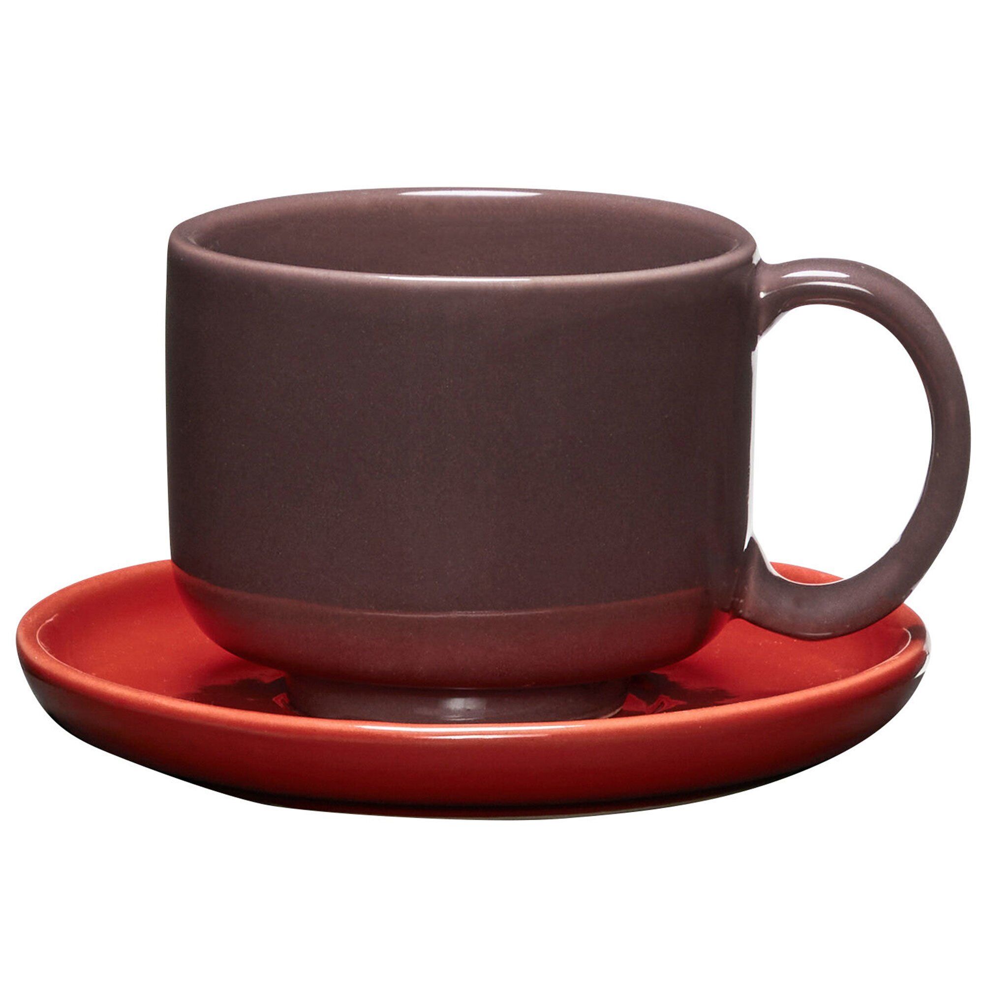 Amare kopp med fat, burgundy/röd