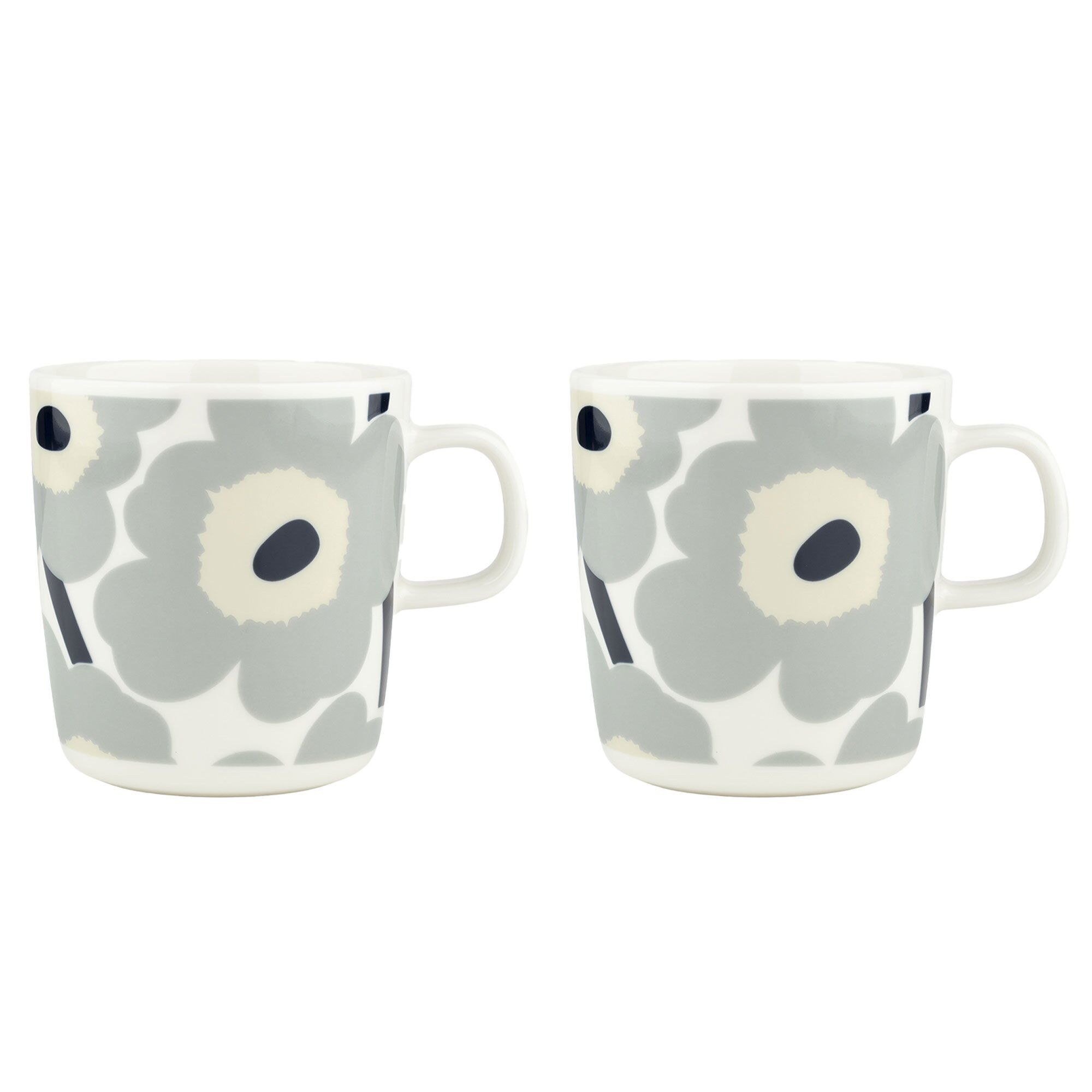 Unikko mugg 4 dl 2 st, vit/grå/sand Blå