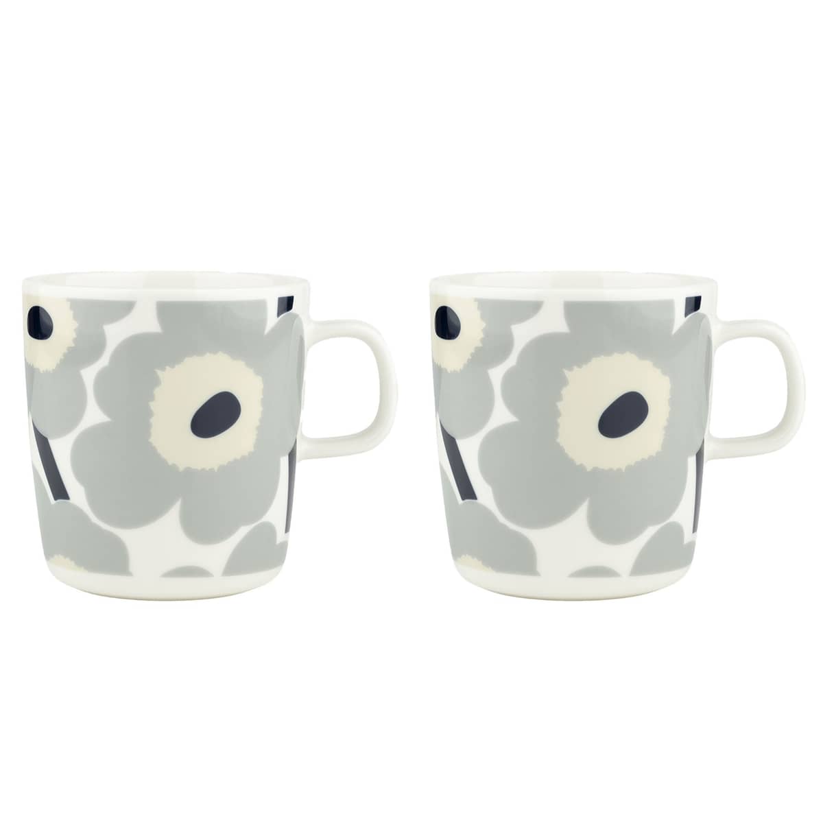 Unikko muki 4 dl 2 kpl, valkoinen/harmaa/hiekka/sininen