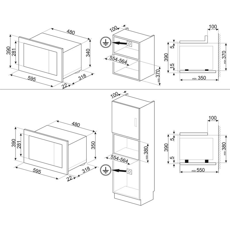 FMI120B3 Inbyggd mikrovågsugn 39 cm, svart