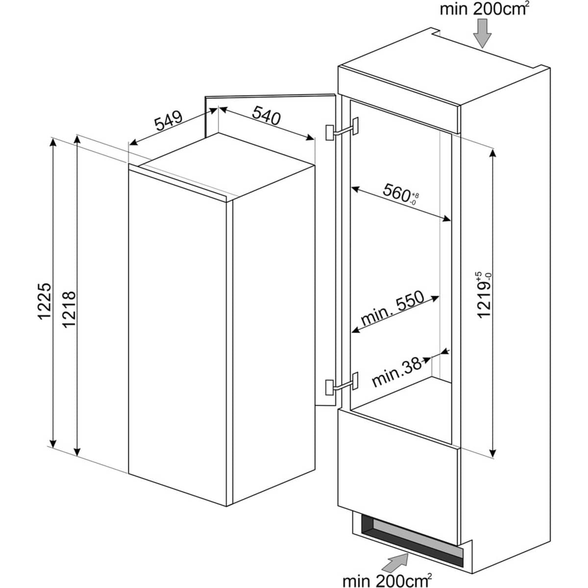 S4L120E integreret køleskab 123 cm