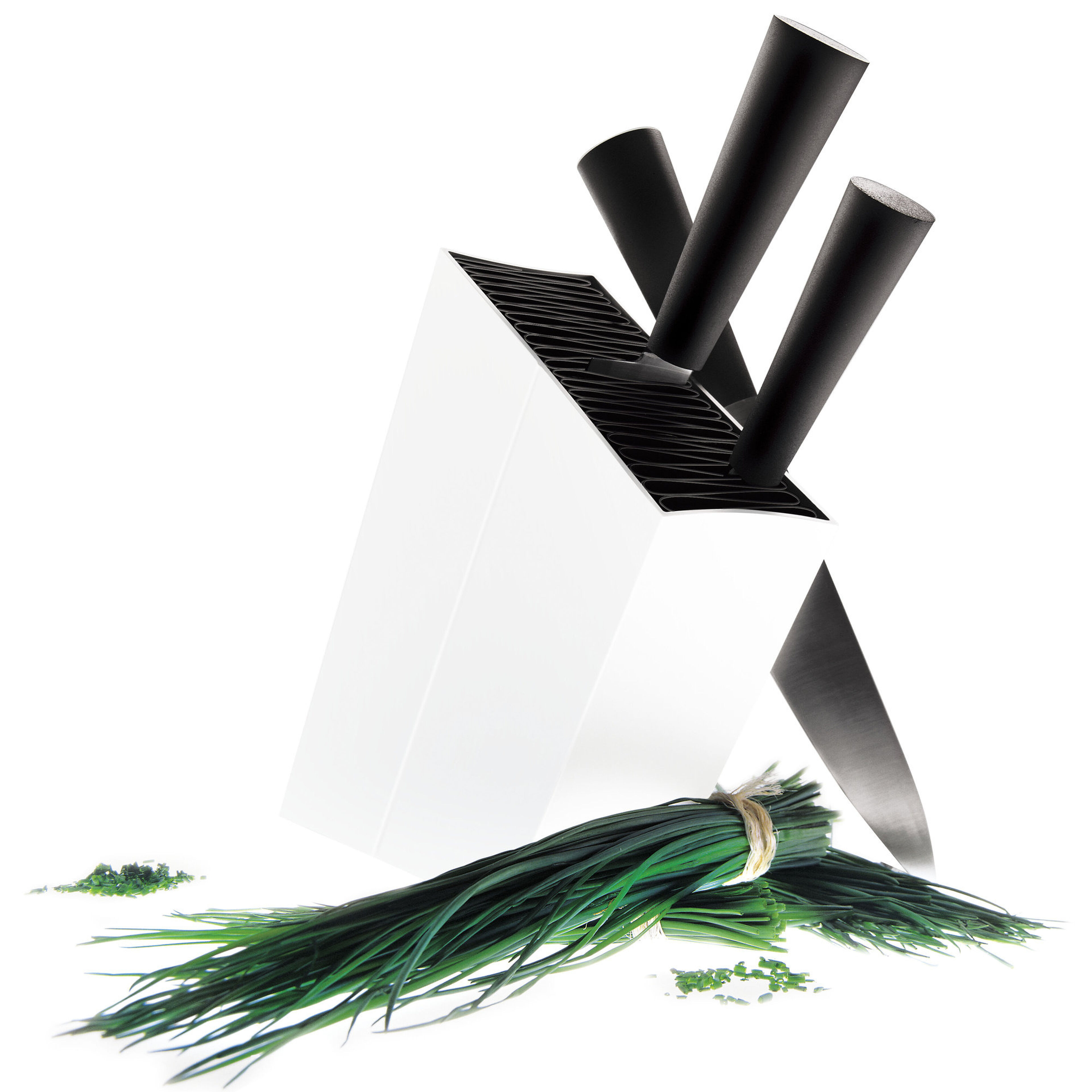 Knivblock Lutande Vit