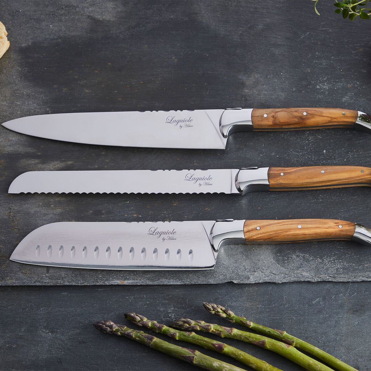 Knivset 3 delar, Olive
