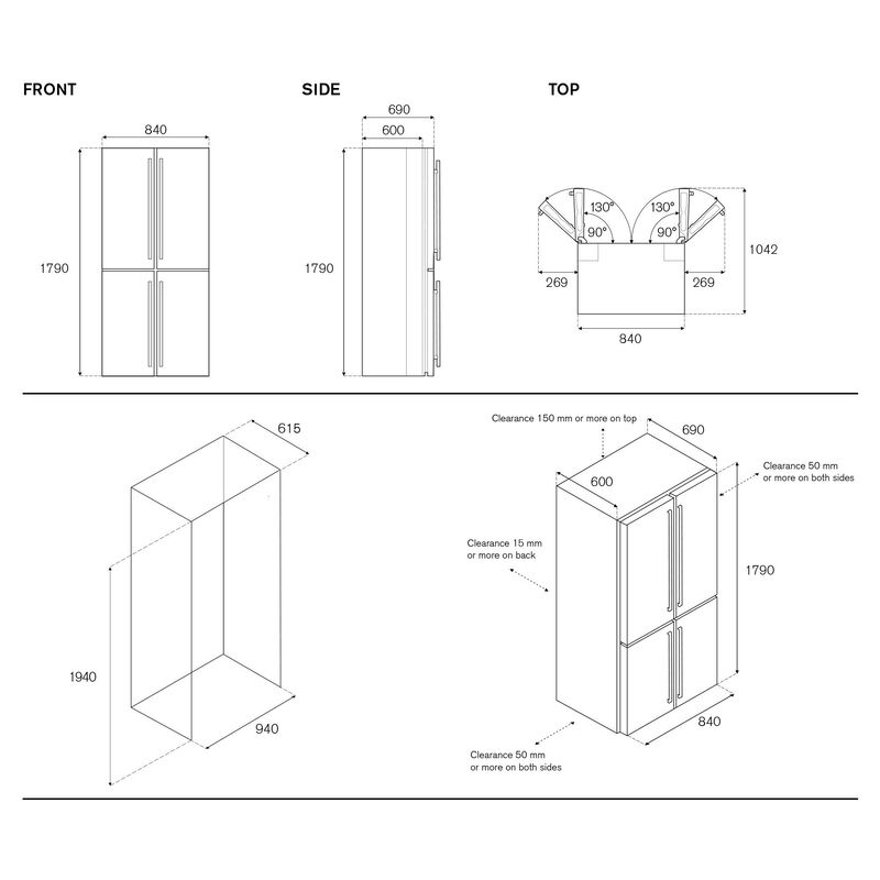 Master RCD84F4FXNCM kjøleskap/fryser, rustfritt stål
