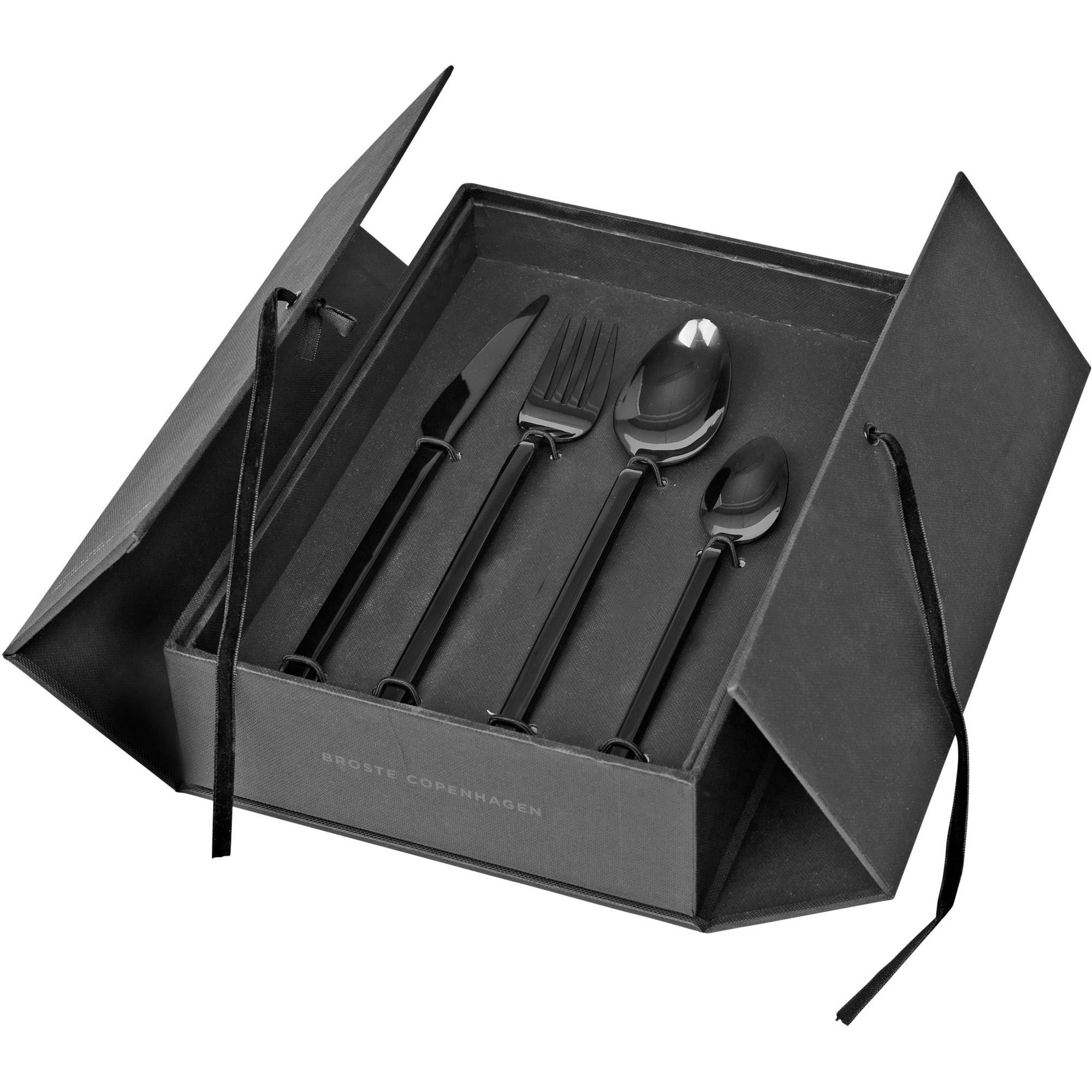 Produktfoto för Broste Copenhagen Tvis Titanium Black, bestickset m. 16 delar