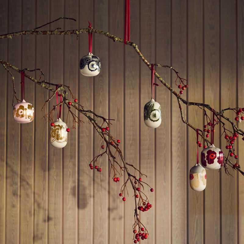 Siirtolapuutarha julgransdekoration 2-pack, vit/svart/grön