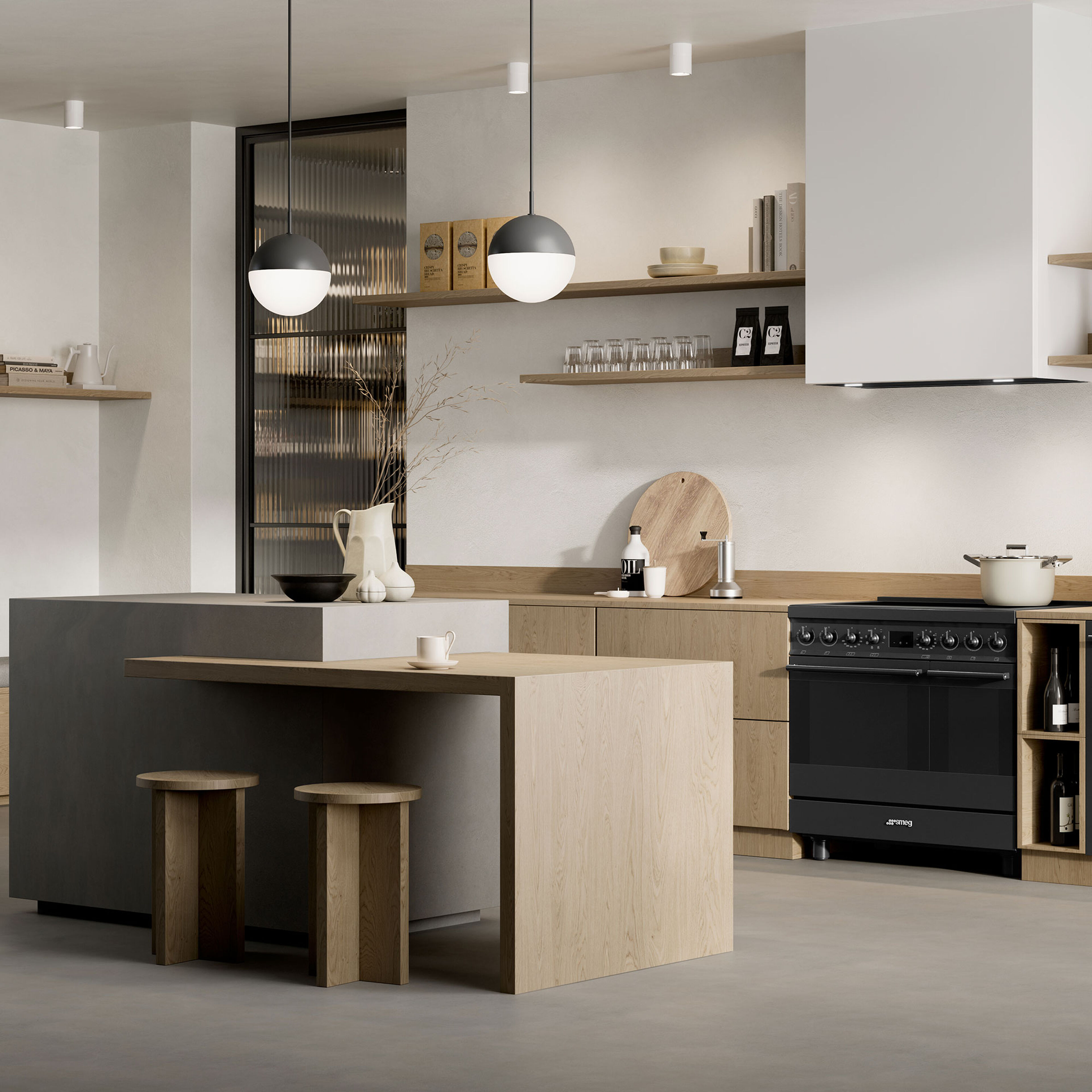 Classic induktioliesi liesituulettimella 90 cm, mattamusta