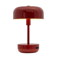 Haipot genopladelig LED bordlampe, mørkerød