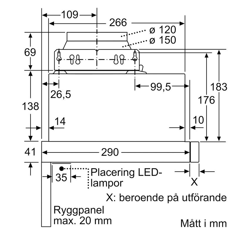 LI64MA531 iQ300 utdragbar köksfläkt, silver