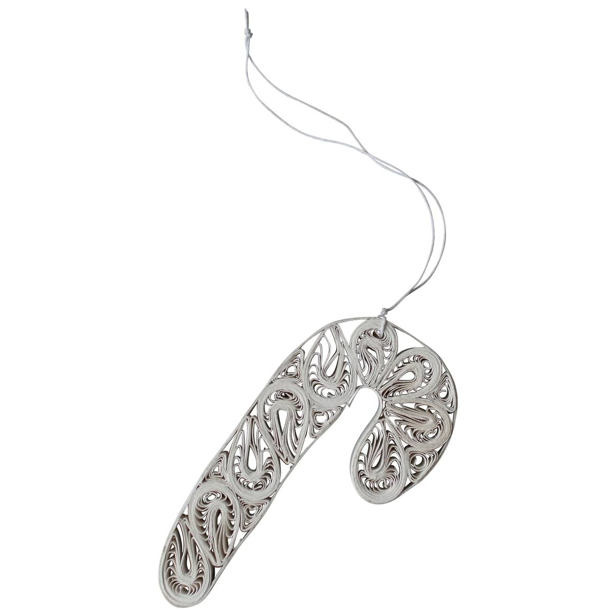 Paper Candy Cane juletræspynt, 10 cm, hvid