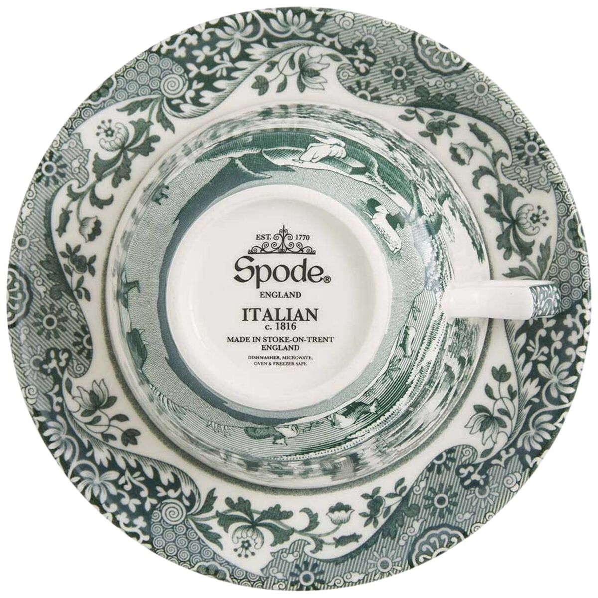 Heritage Green Italian tekopp med fat 20 cl, grønn/hvit