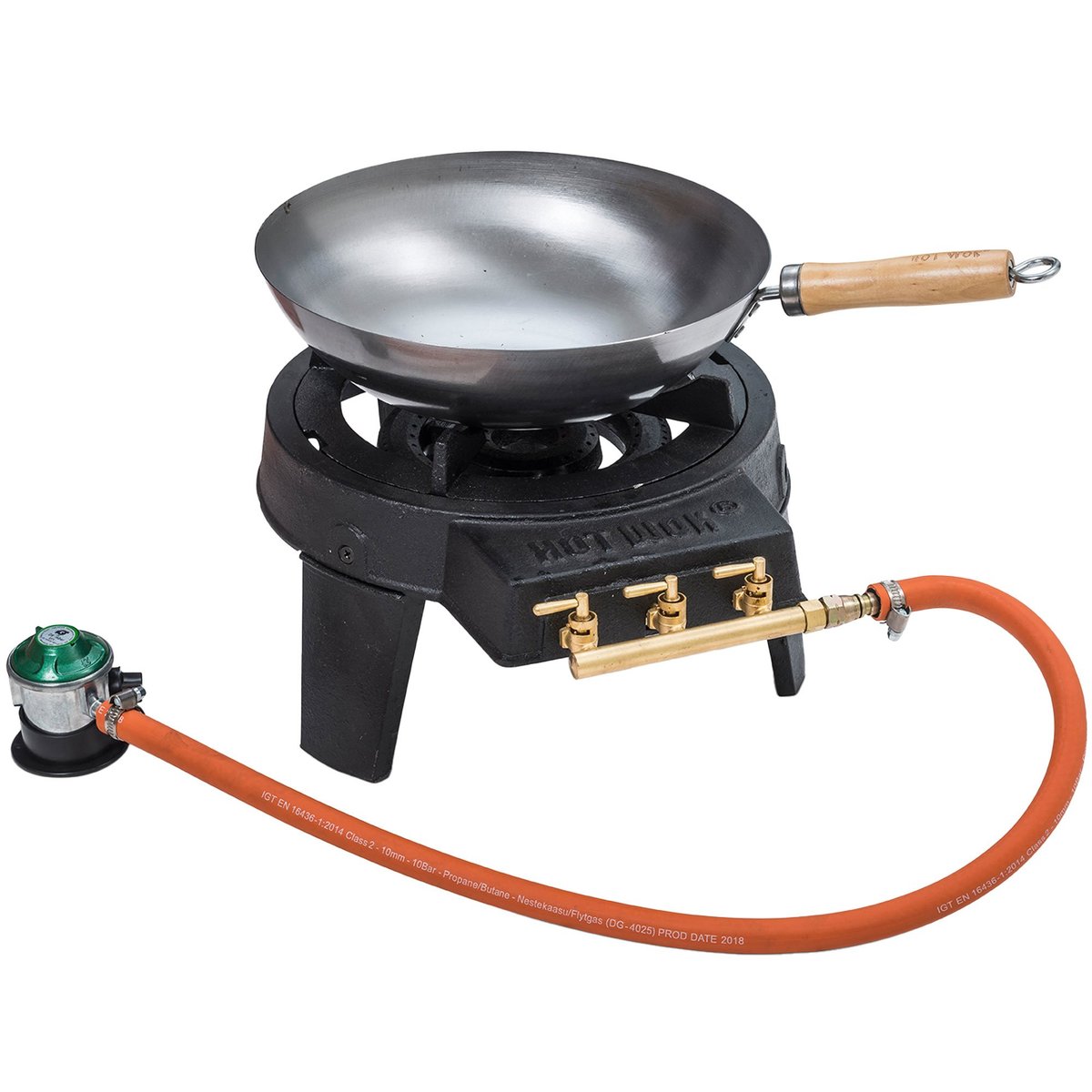 Gasbrænder 12 kW inkl. regulator og wok