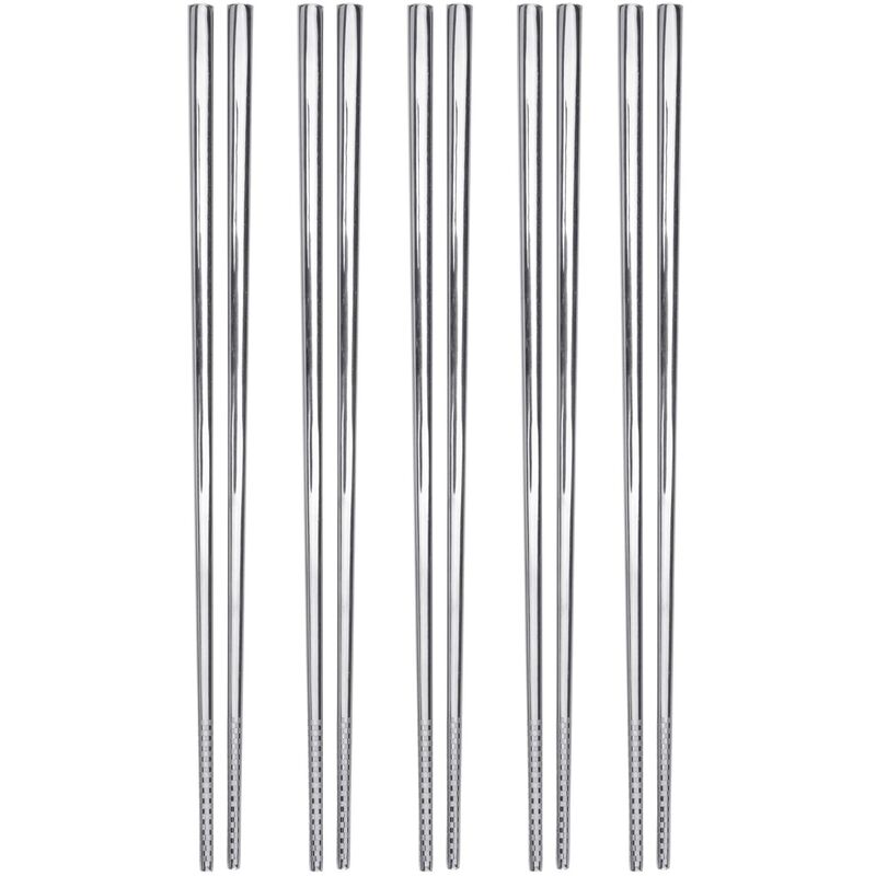 ätpinnar 5 par, rostfritt stål