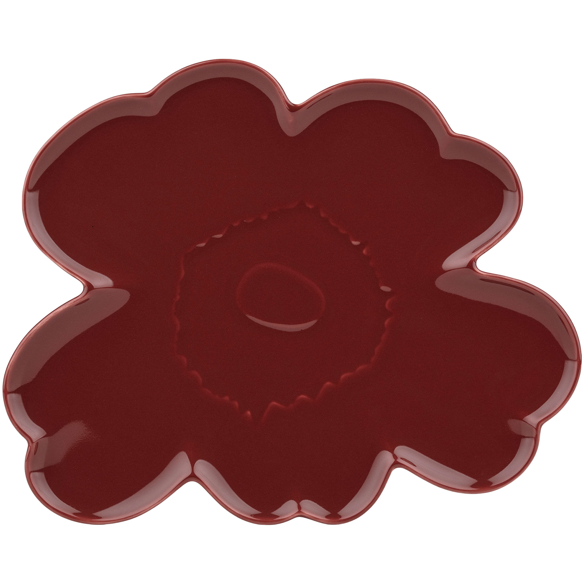 Marimekko Unikko Shape tallerken/serveringsfat 32 cm, burgunder
