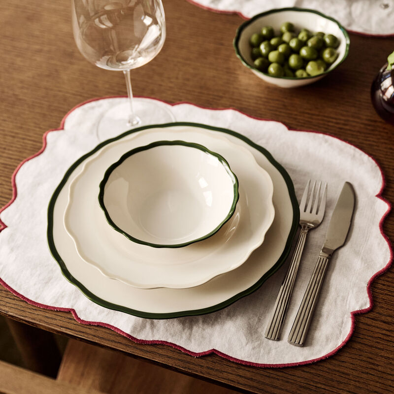 Gia dækkeserviet, burgundy/hvid, 2 stk.