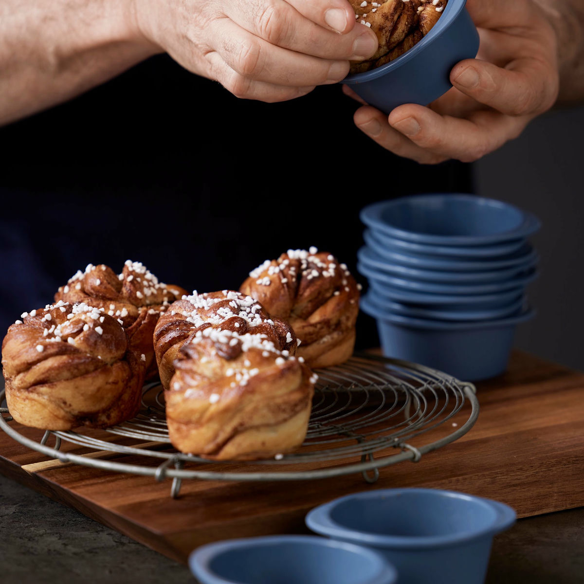 Pecan cupcakeform 9x4 cm, 6-pack, indigo