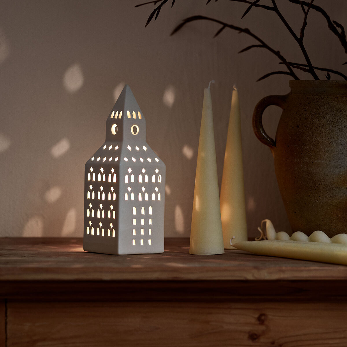 Kähler Urbania Kirketårn Lyshus 20 cm, hvid