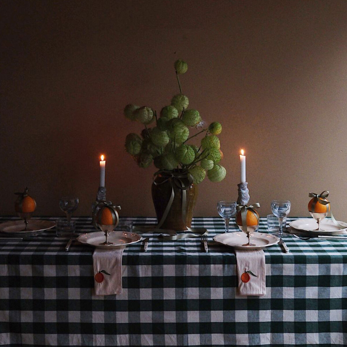 Elsa dug 330×145 cm, grøn/beige