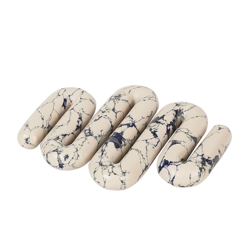 Orla bordskåner 17,5 x 21,5 cm, hvid/blå