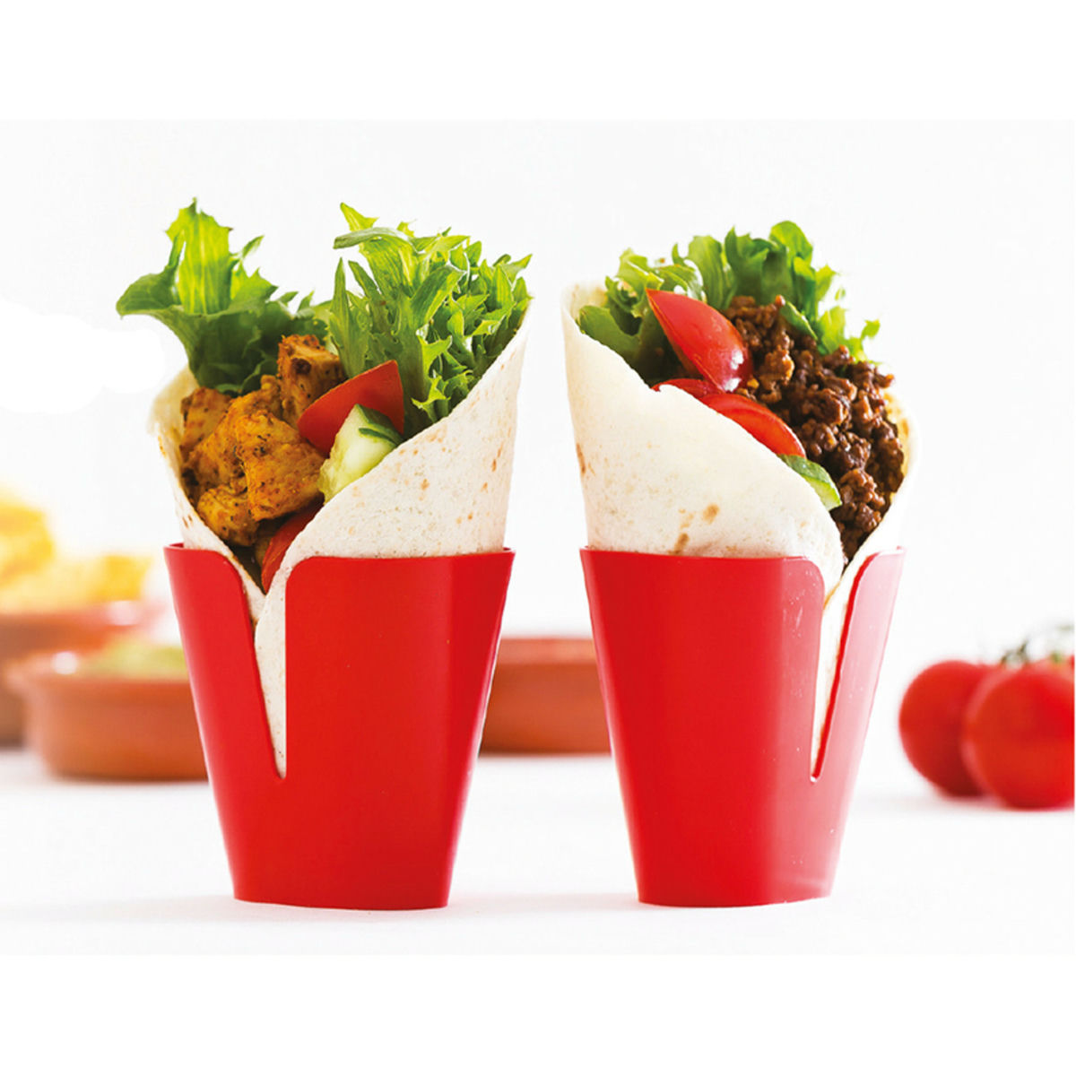 Wraphållare Röd Plast 4-pack