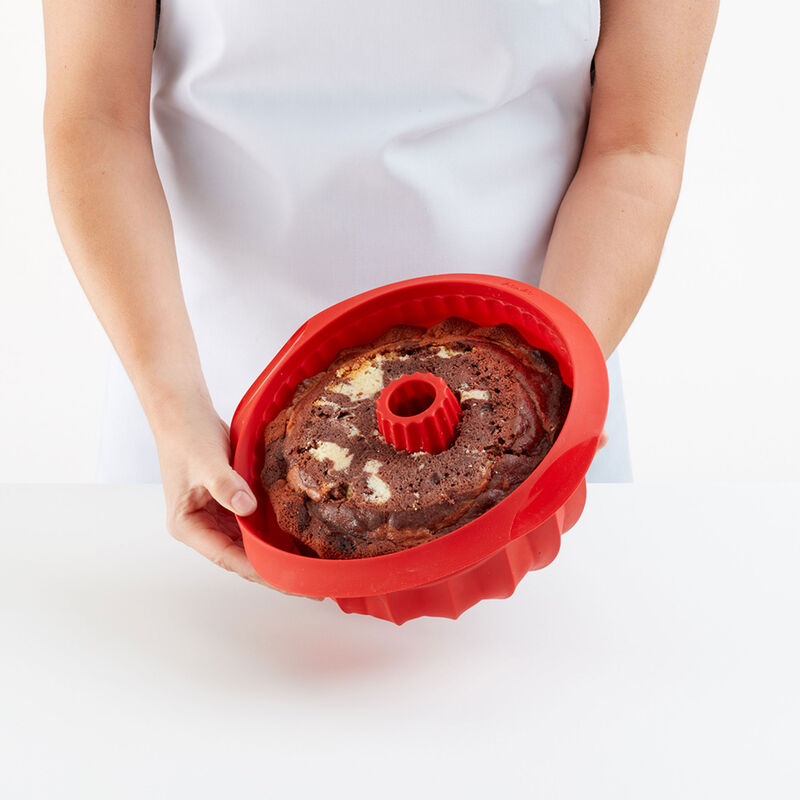 Savarinform djup i silikon 22 cm, röd