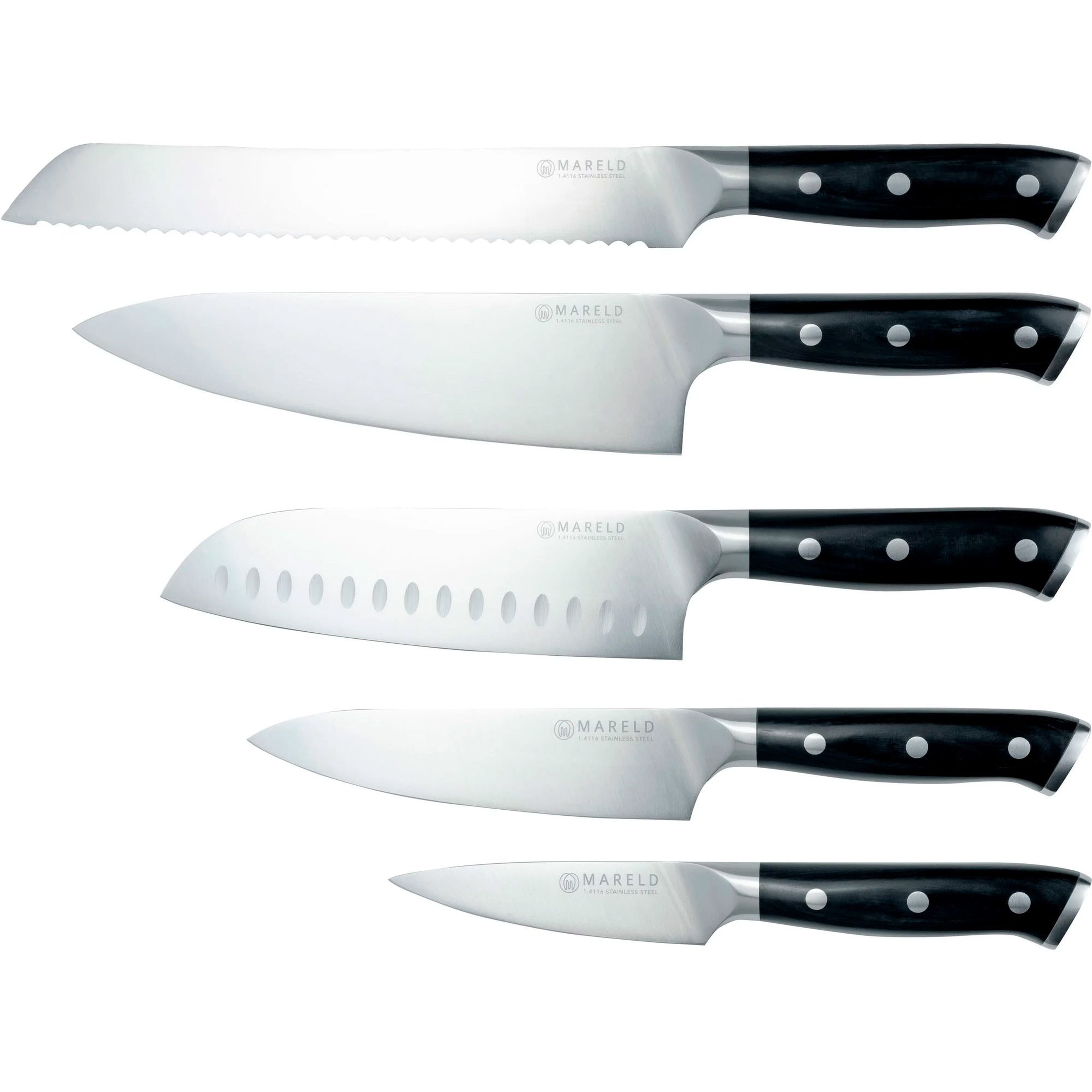 Knivset, 5 knivar, svart