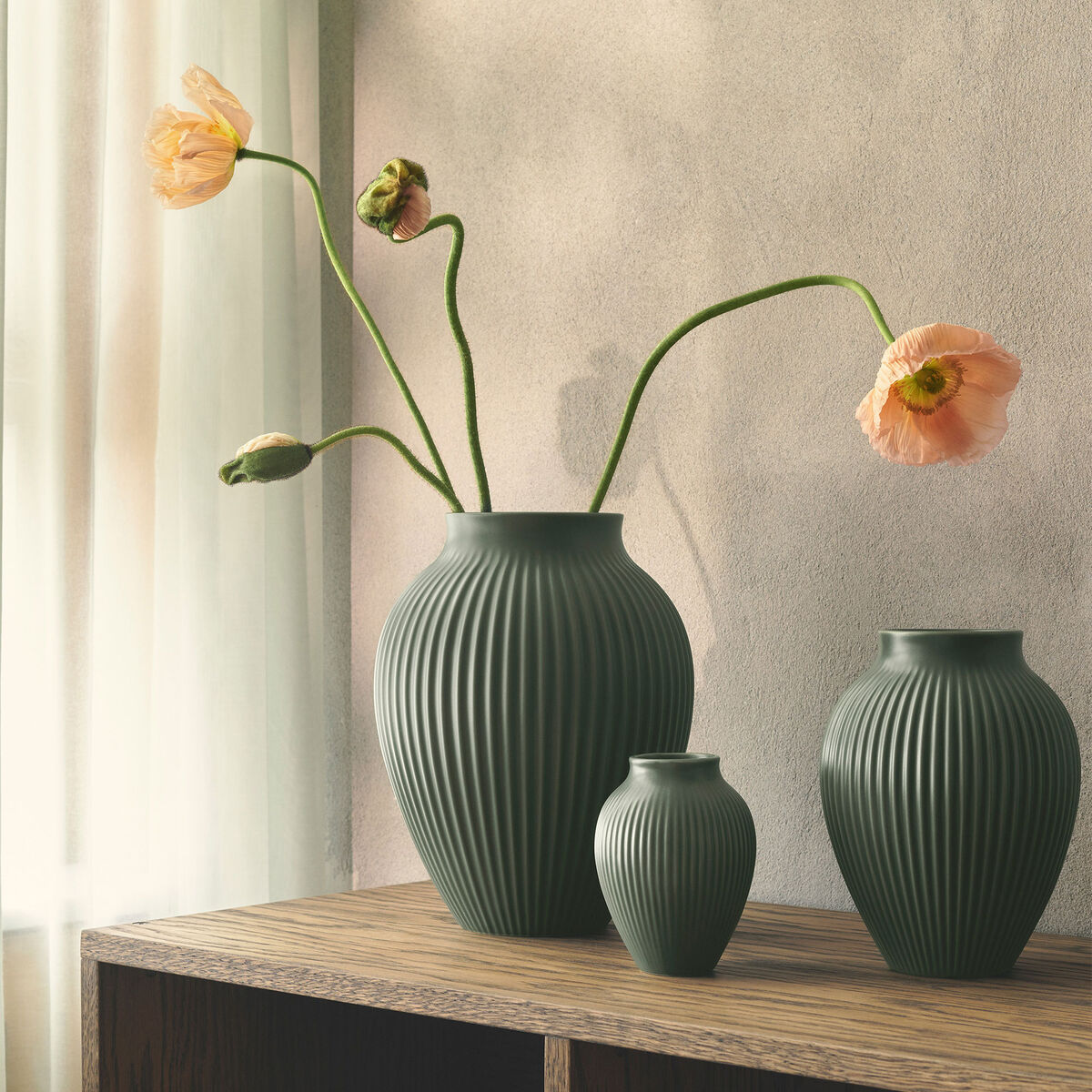 Knabstrup Ripple Celadon Vase 27 cm, grønn