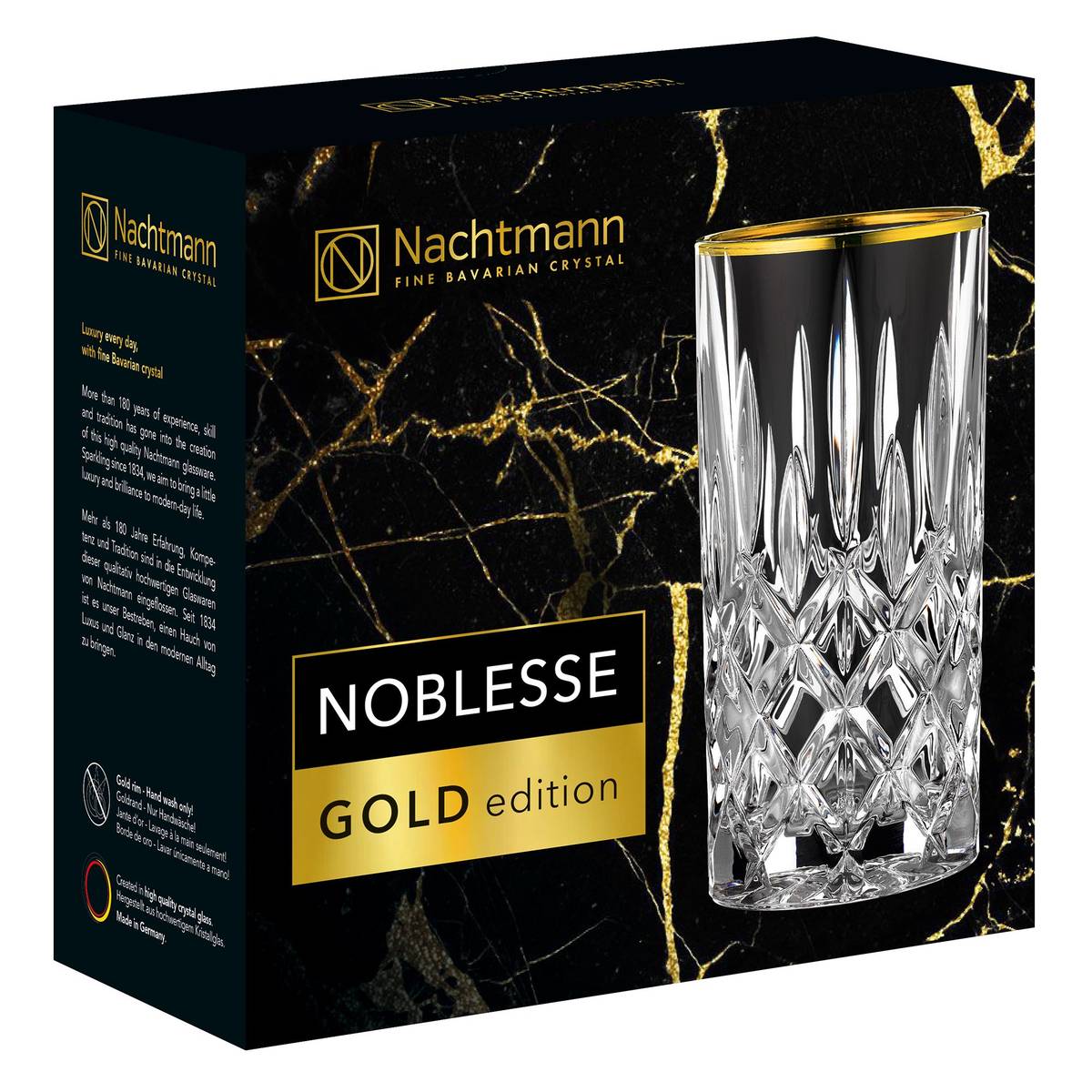 Noblesse longdrinklasit 2 kpl, 37,5 cl, gold
