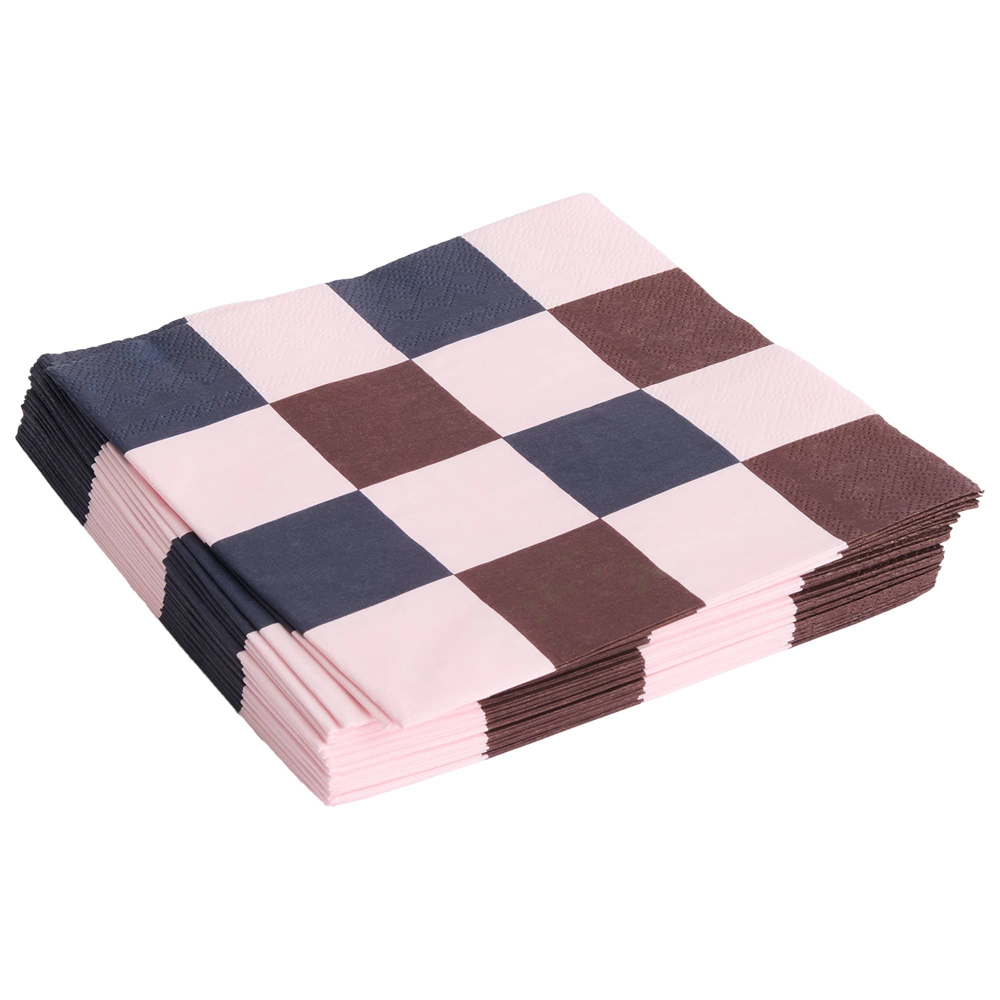 Produktfoto för HAY - Pattern Napkins - Servetter av tyg - Light Pink, Bordeaux and Black - Medium Check / Set of 20 - Dinner - W40 x D40 cm