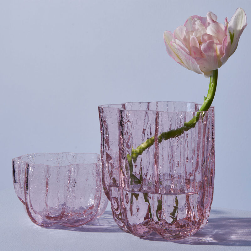 Crackle Kynttilälyhty 5,8 cm, vaaleanpunainen