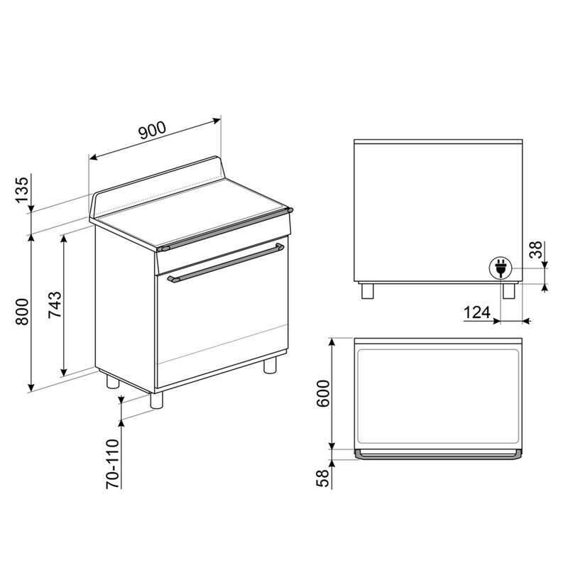 Induksjonskomfyr Victoria TR90IMBL 90 cm, svart