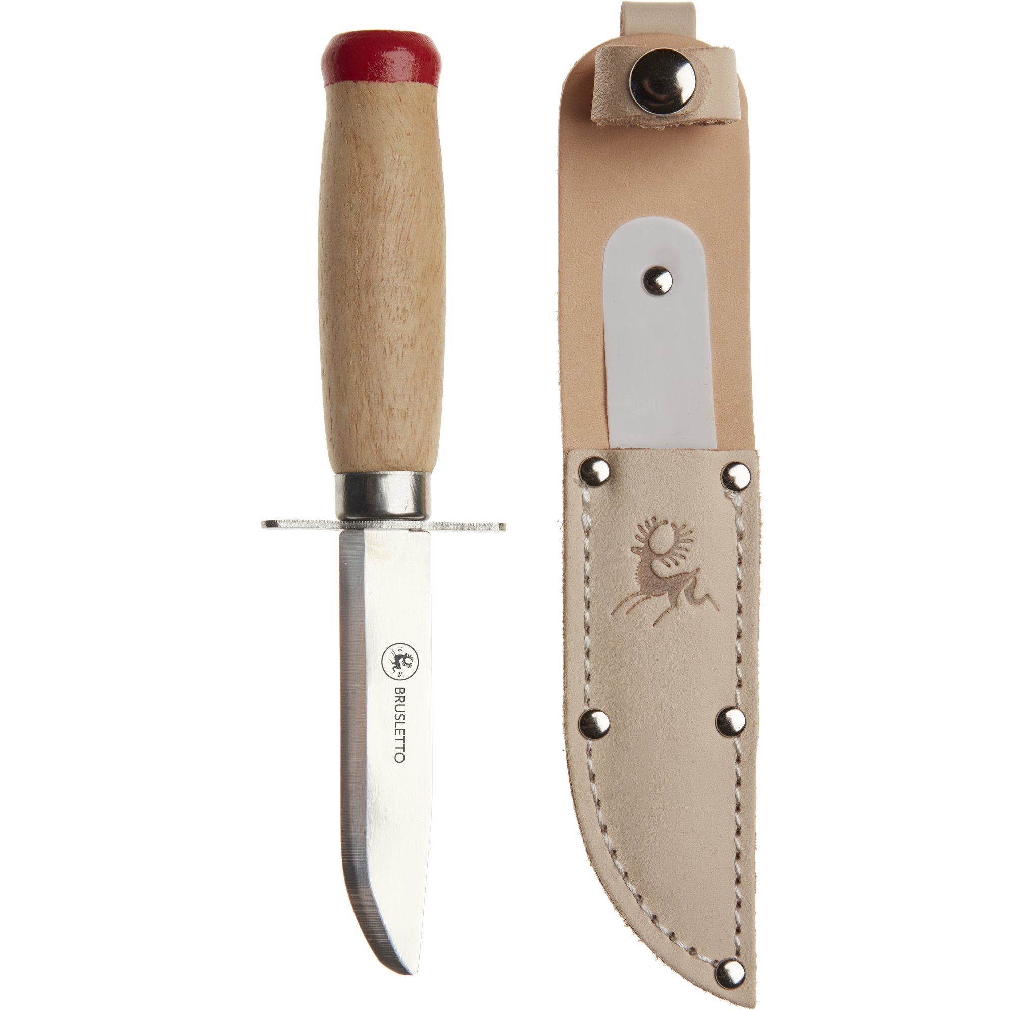 Brusletto - Speiderkniv butt tupp 18,5 cm tre/rød