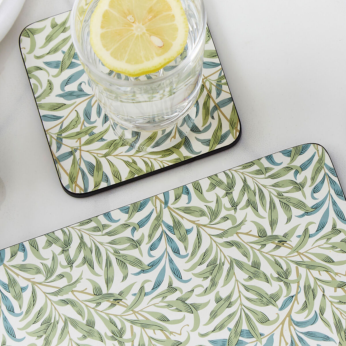 Spode Morris & Co Willow Bough glasunderlägg 6-pack, blå/grön