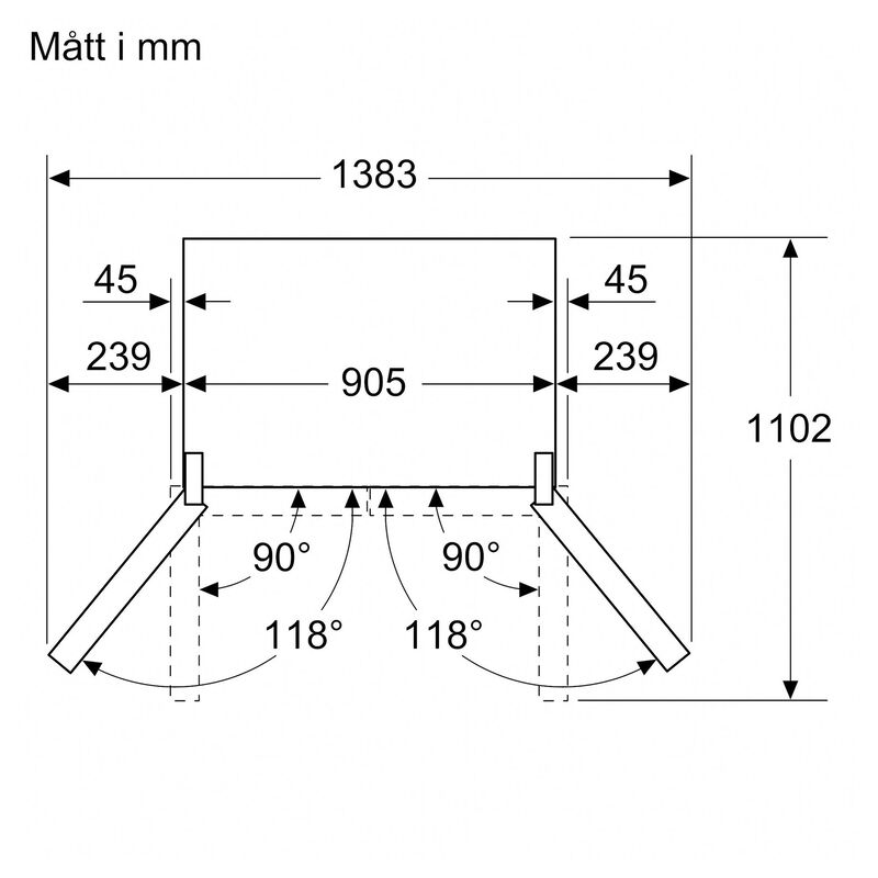 KF96NAXEA iQ300 frittstående kjøle-/fryseskap 183x90 cm, black steel