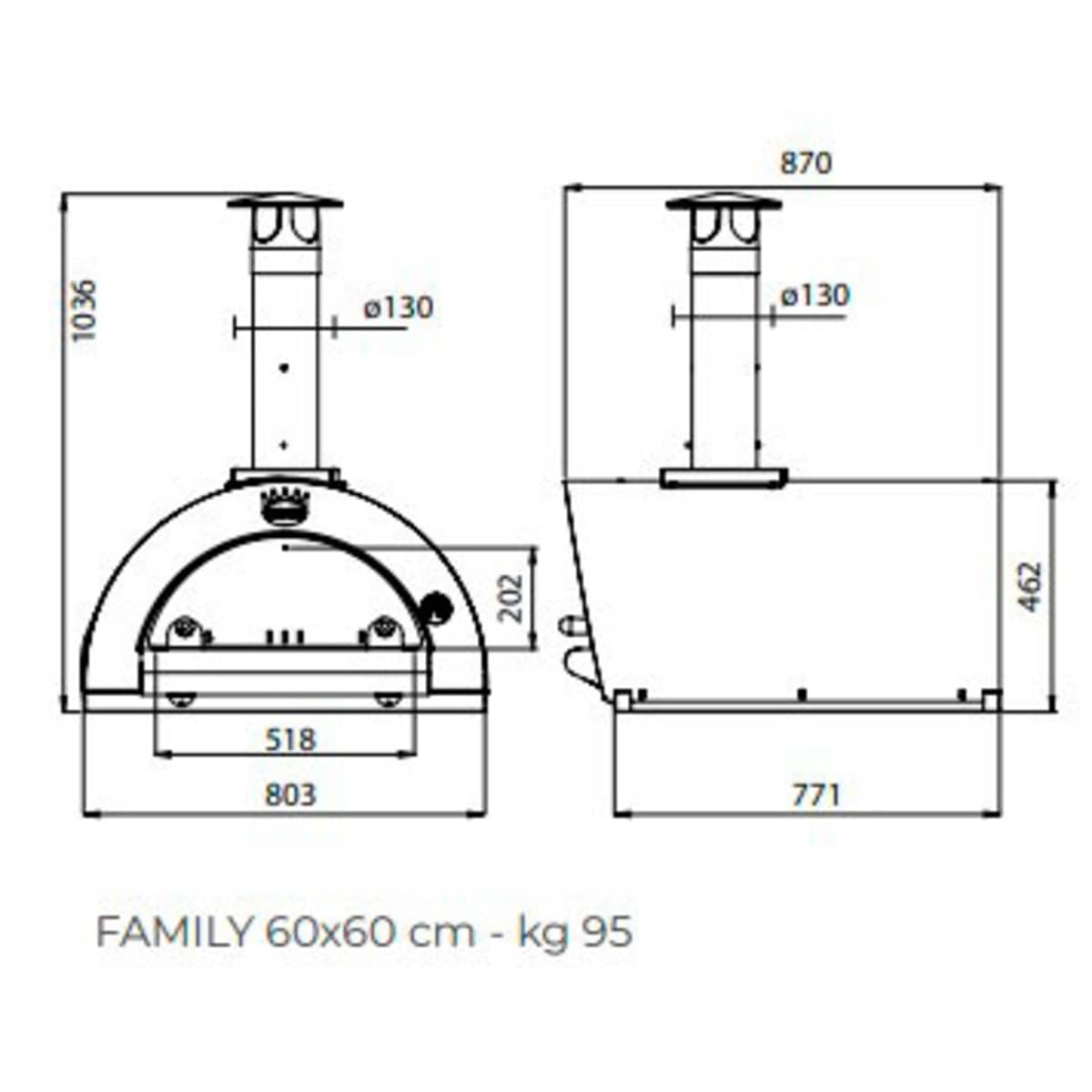 Clementi Puulämmitteinen Pizzuuni Family 60x Antrasiitti